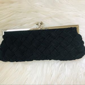 2/20 Black Woven Evening Clutch